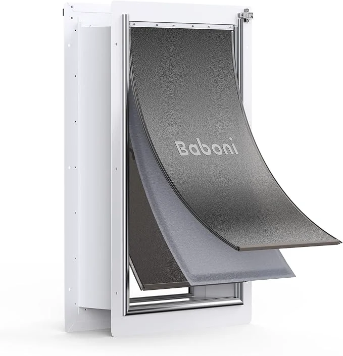 Unique Baboni Pet Door for Wall Steel Frame and Telescoping Tunnel Aluminum Lock Top-Quality
