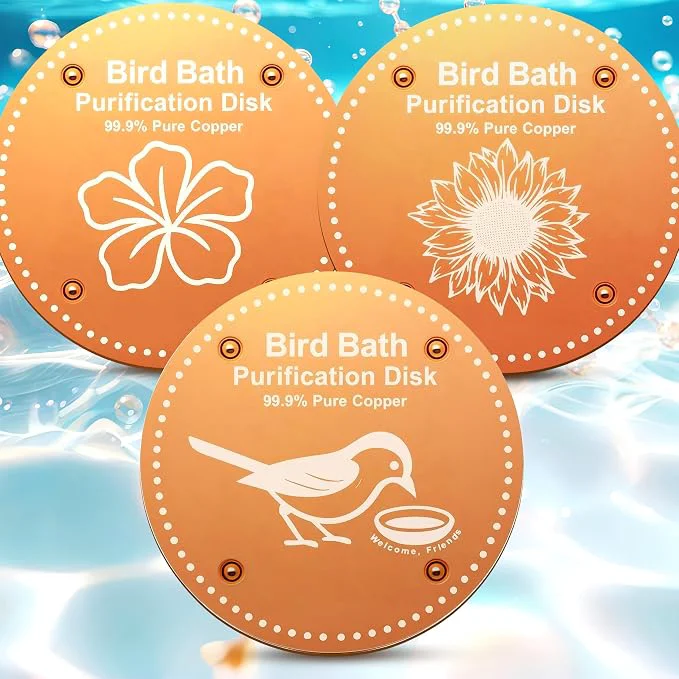 Unique Bird Bath Purification Disk Pure Copper Outside Winter Solar Power Birdbath Organic