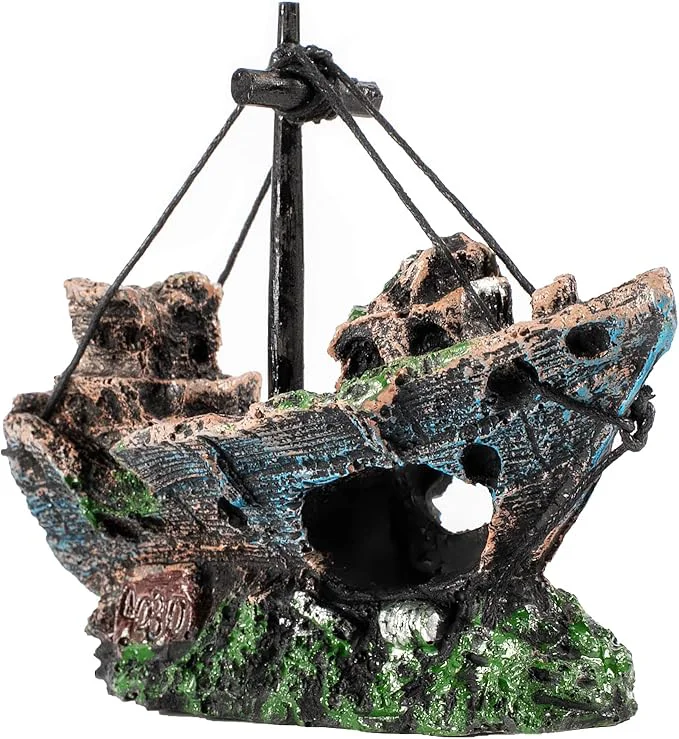 Sophisticated Raeasily Fish Tank Decoration Aquarium Accessories Shipwreck Decor Resin High-Quality