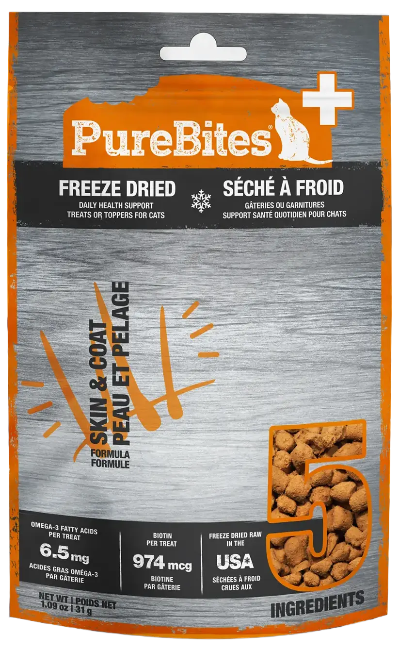Enhanced PureBites Plus Skin Coat ze-Dried Cat Treats 1.09-oz Innovative
