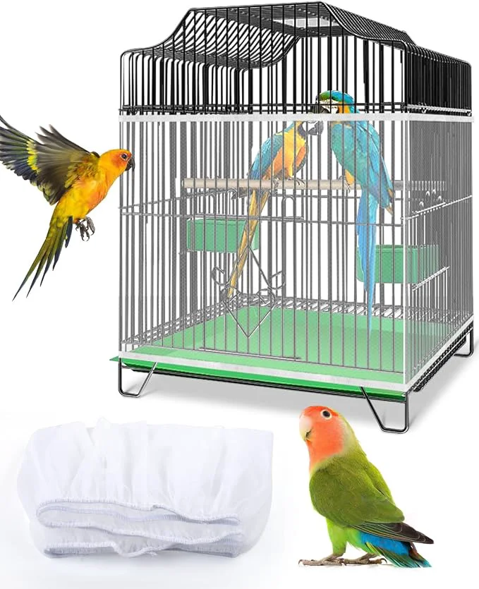 Trusted Bissap Bird Cage Seed Catcher Universal Birdcage Net Nylon Adjustable Elastic Recyclable