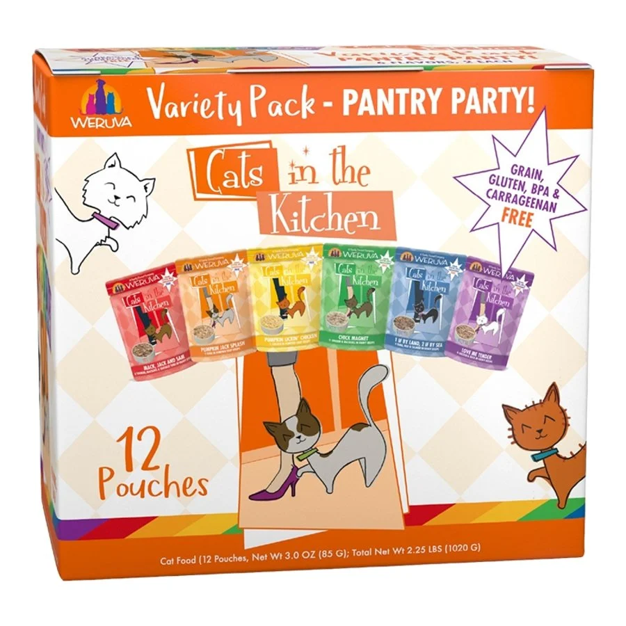 Authentic Weruva Cats in the Kitchen Pantry Party Variety Pack Wet Cat Food Pouches 3-oz 12 Count Luxury