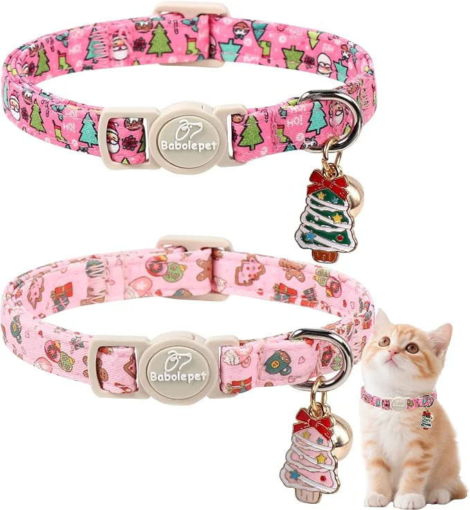 Breathable 2 Pack Christmas Cat Collars Premium Material