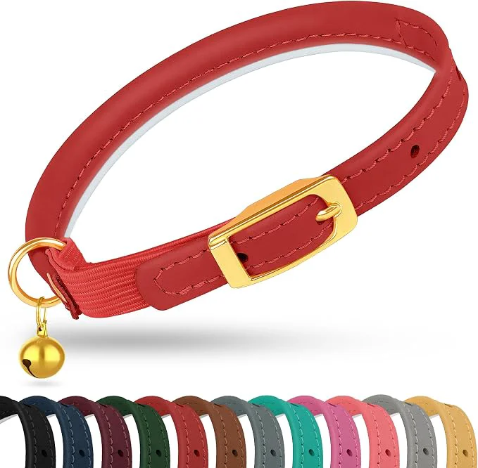 Elite OOPSDOGGY Rolled Leather Cat Collar Fine Crafted