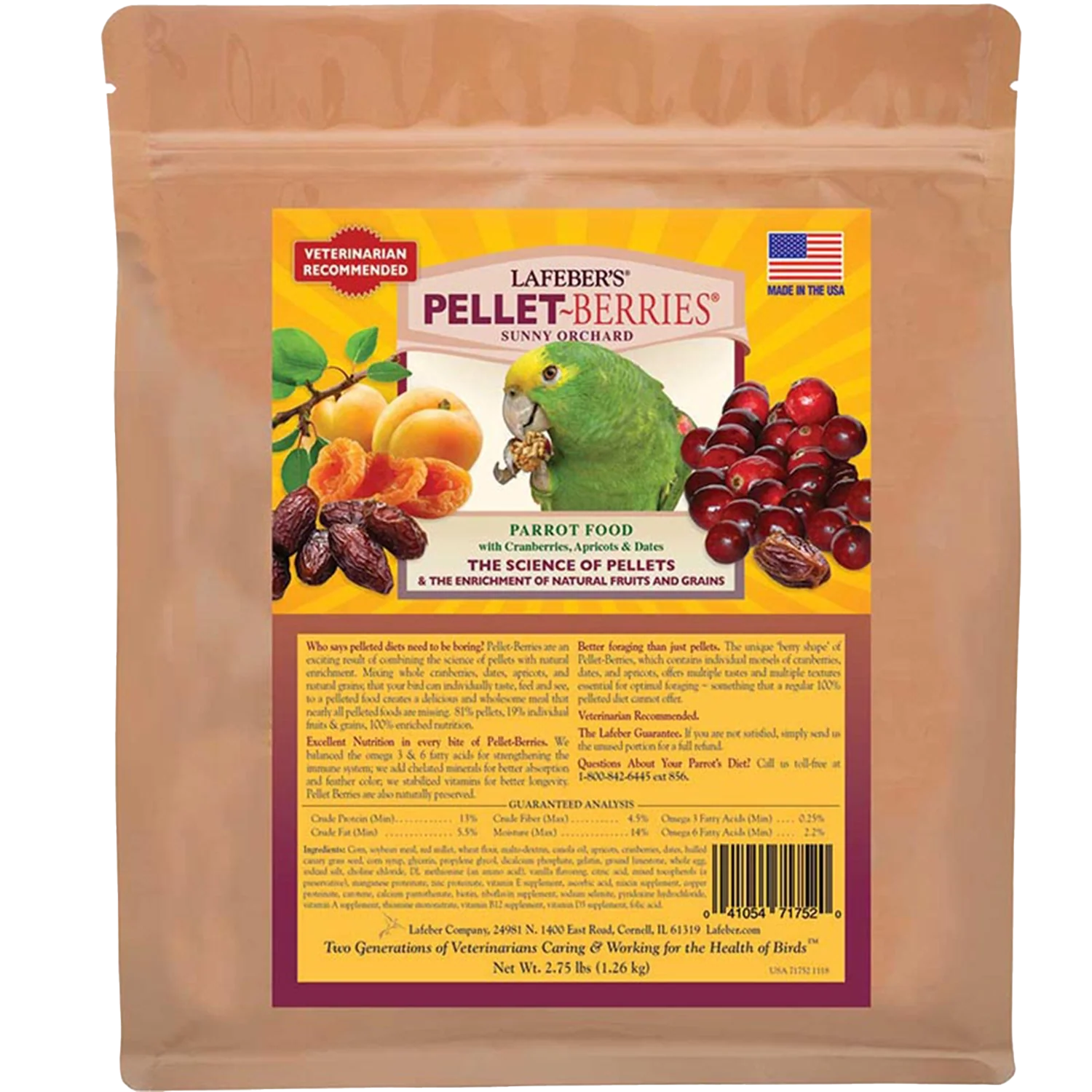 High-Grade Lafeber Pellet-Berries Sunny Orchard Parrot Food 2.75-lb Elegant