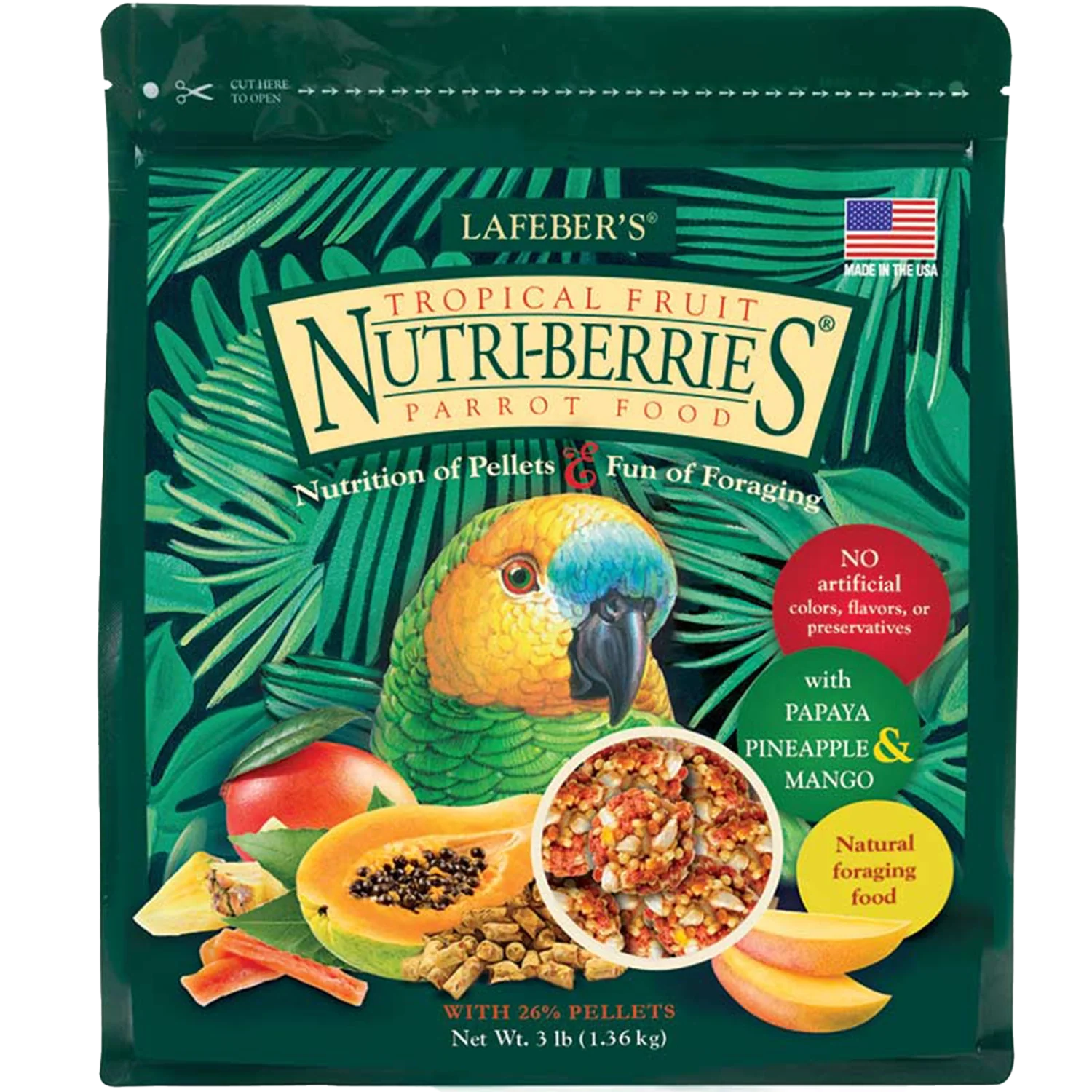 Modern Lafeber Tropical Fruit Nutri-Berries Parrot Bird Food 3-lb Easy-to-Use