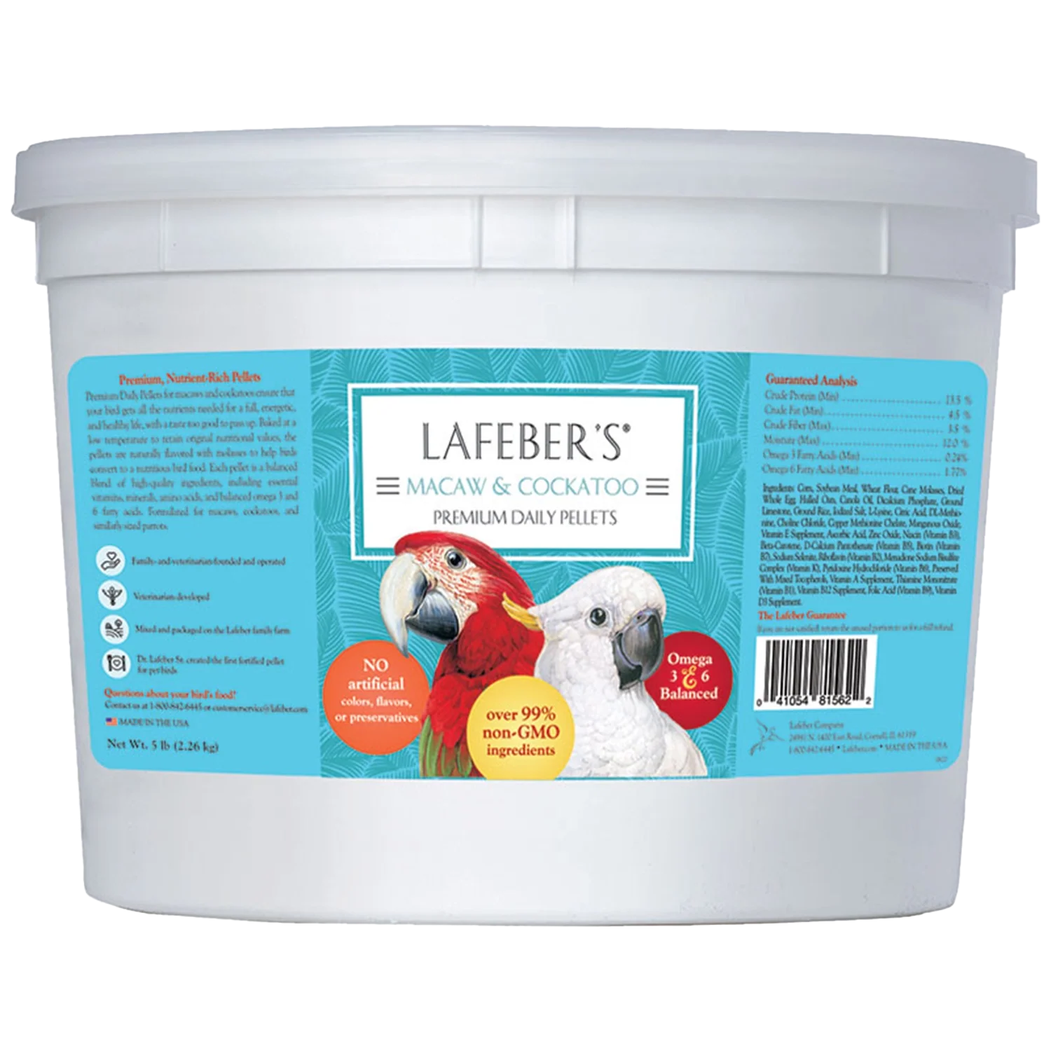 Original Lafeber Premium Daily Pellets Macaw Cockatoo Bird Food 5-lb Sustainable