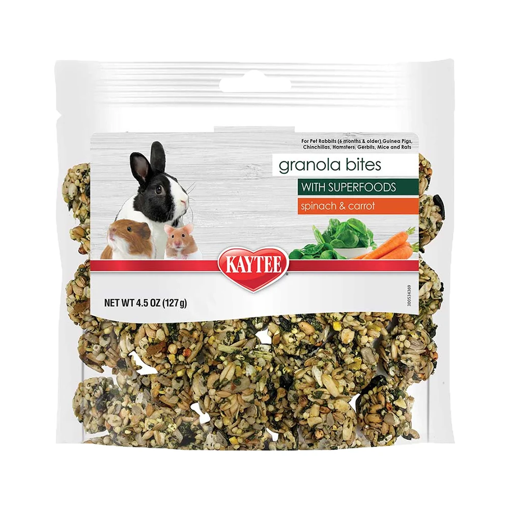 Durable Kaytee Granola Bites with Superfoods Spinach Carrot Small Animal Treats 4.5-oz Contemporary