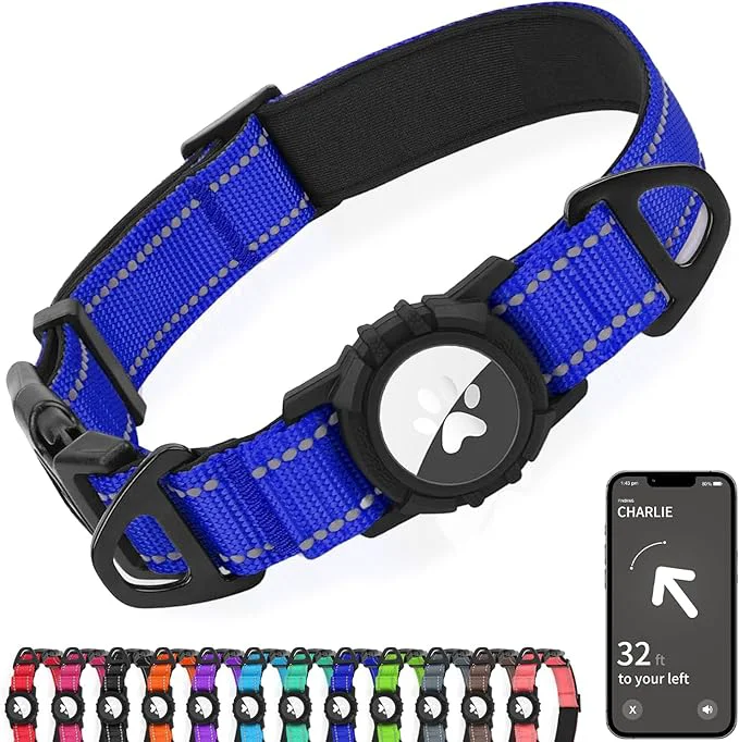 Trendy Joytale Airtag Dog Collar Reflective Pet Collar Genuine