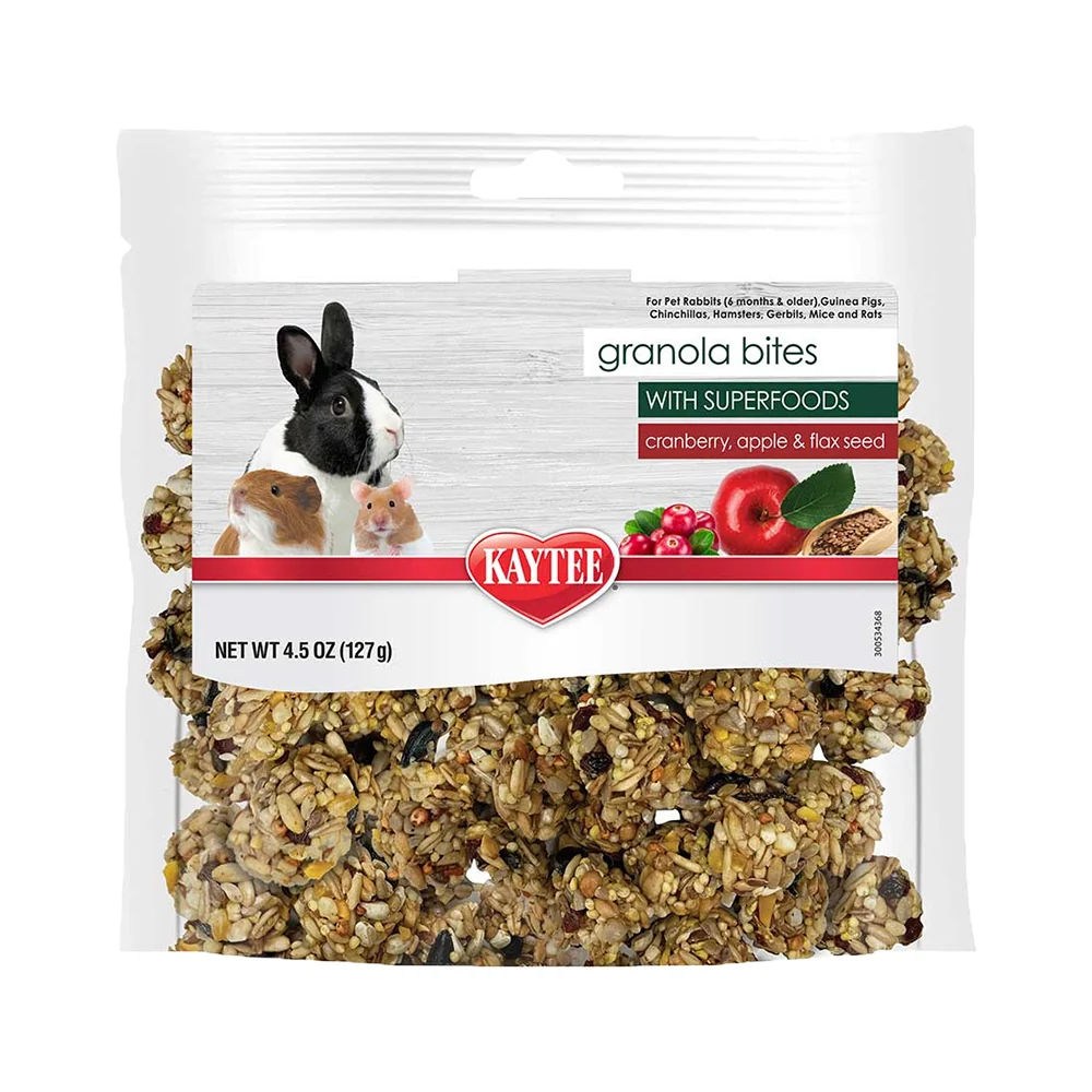 Verified Kaytee Granola Bites with Superfoods Cranberry Apple and Flax Small Animal Treats 4.5-oz Clean