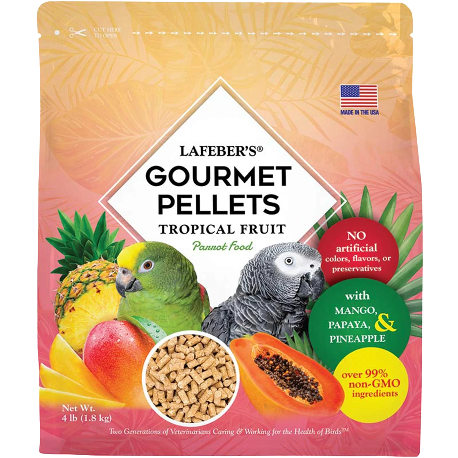 Professional Lafeber Tropical Fruit Gourmet Pellets Parrot Bird Food 4-lb Excellent