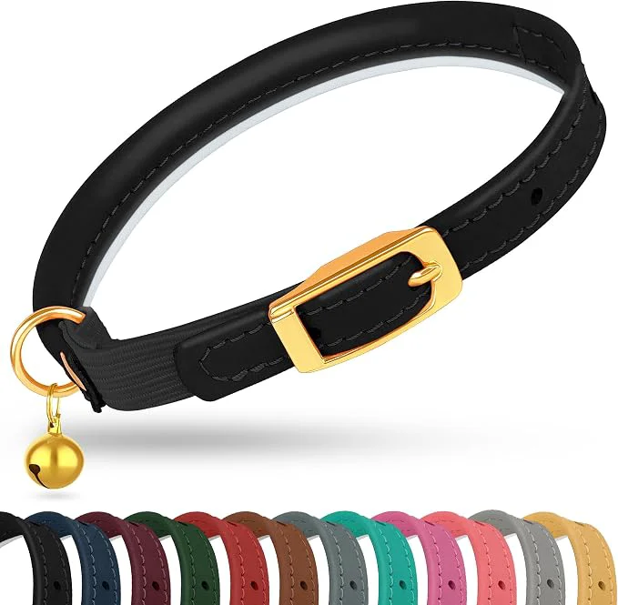 Verified OOPSDOGGY Rolled Leather Cat Collar Breathable