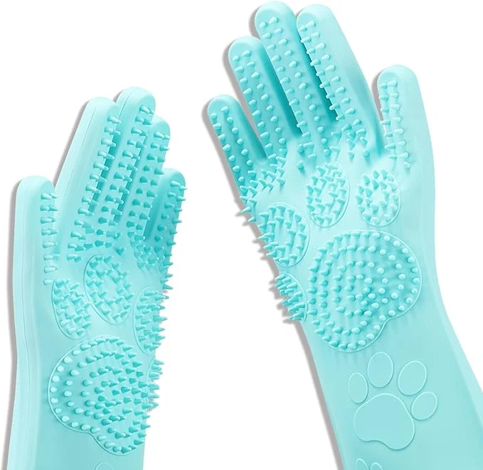 Carefully Designed Pet Grooming Gloves Dog Cat Bathing Shampoo Brush Silicone Hair Removal Gloves with Thick High Density Teeth for Bathing and Messaging Double-Side Scrubbing Gloves for SheddingAbout This Original