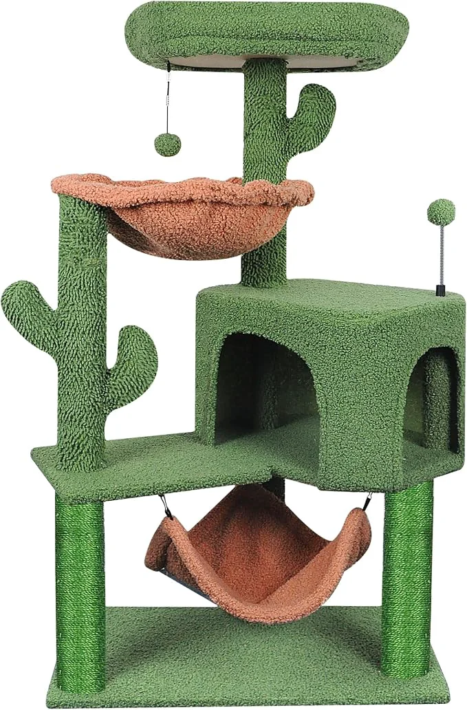Soft YUNIQUE Cat Tree with Cat Condo Scratch Post and Big Hammock Minimalist
