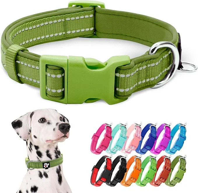 Clean azuza Reflective Dog Collar Soft Neoprene Padded Pet Collar Optimized