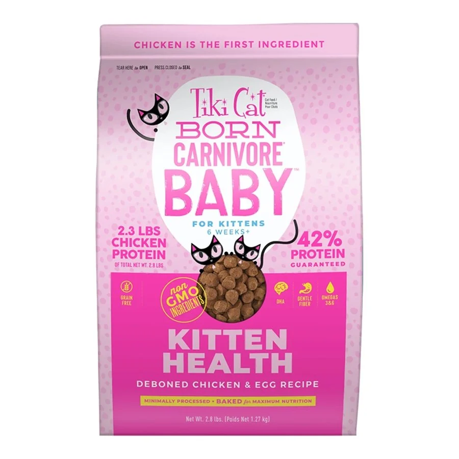Smooth Tiki Pets Cat Born Carnivore Baby Kitten Health Dry Cat Food Deboned Chicken Egg 2.8-lb Lightweight