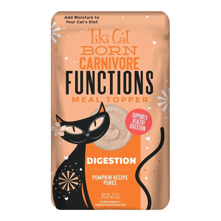 Organic Tiki Pets Cat Tummy Topper Pumpkin Puree with Wheatgrass Digestive Support Cat Food Topper 1.5-oz Sophisticated