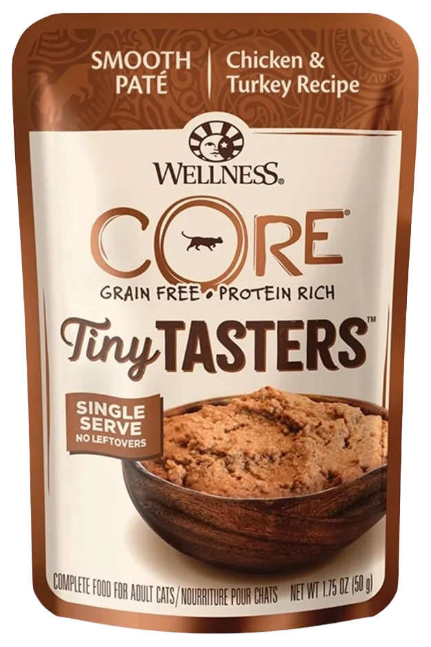 Detailed Wellness CORE Tiny Tasters Grain- Pate Wet Cat Food Chicken Turkey 1.75-oz High-Performance