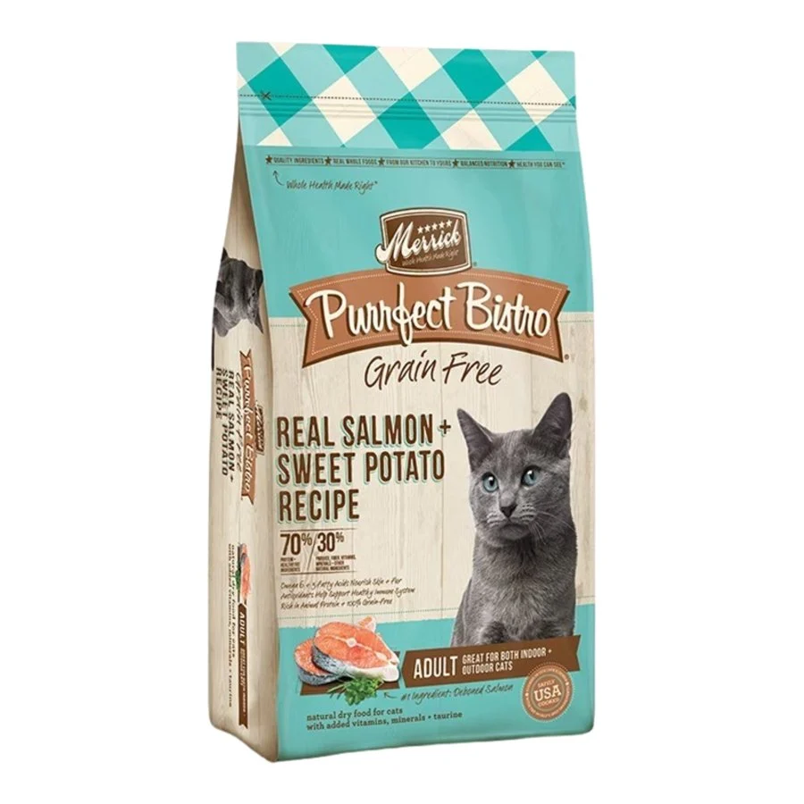 Flexible Merrick Purrfect Bistro Grain- Adult Dry Cat Food Salmon Sweet Potato 4-lb Official