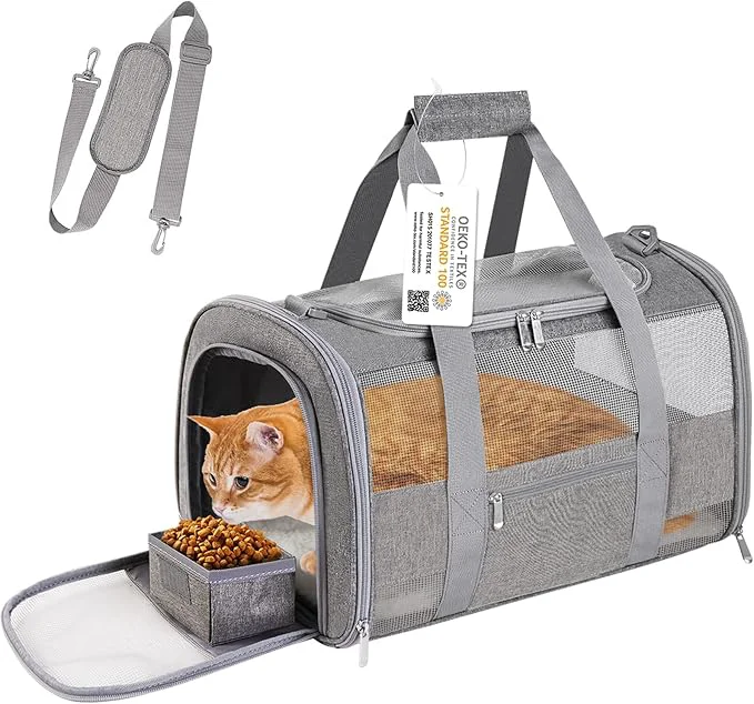 Elegant Soft Sided Cat Carrier for Small Cats Puppies up to 15 Lbs Airline Responsible