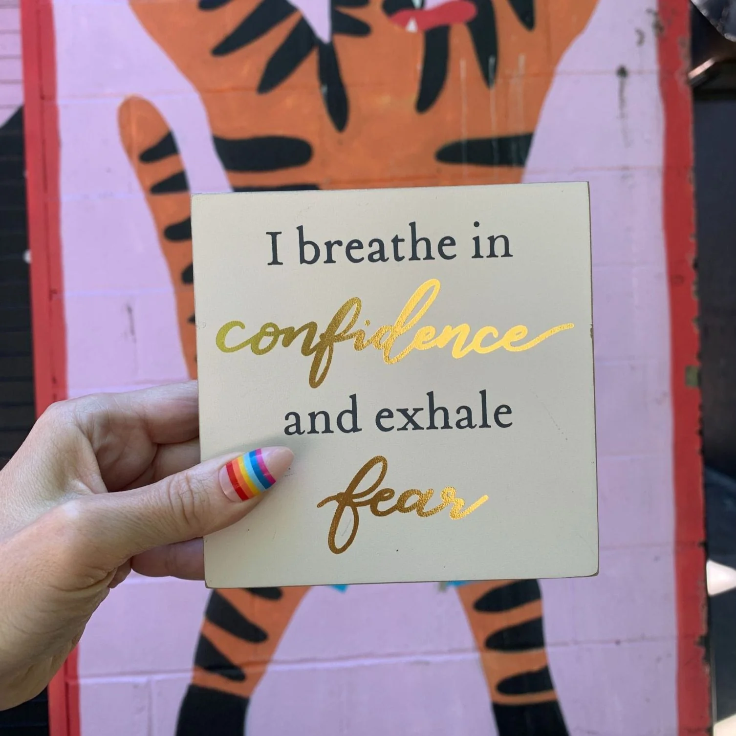 Soft I Breathe In Confidence And Exhale Fear Inspo Block Sign Metallic Copper Details Efficient