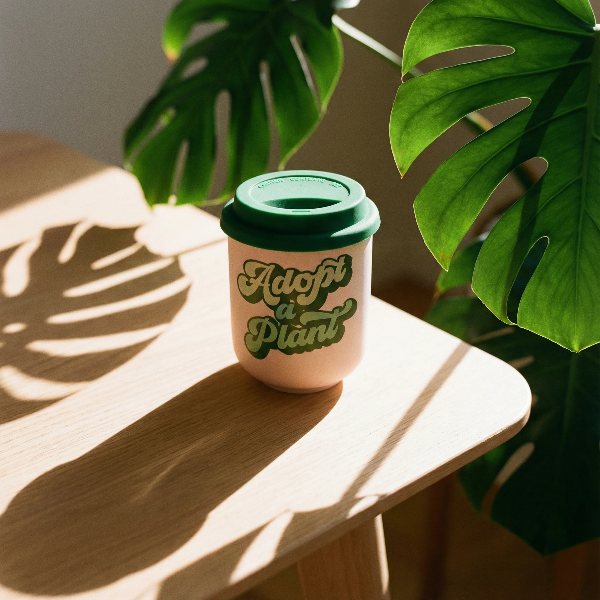 Proven Adopt a Plant Ceramic To Go Mug Holds 16 oz. Eco Mug with Silicone Lid and Sleeve Fast