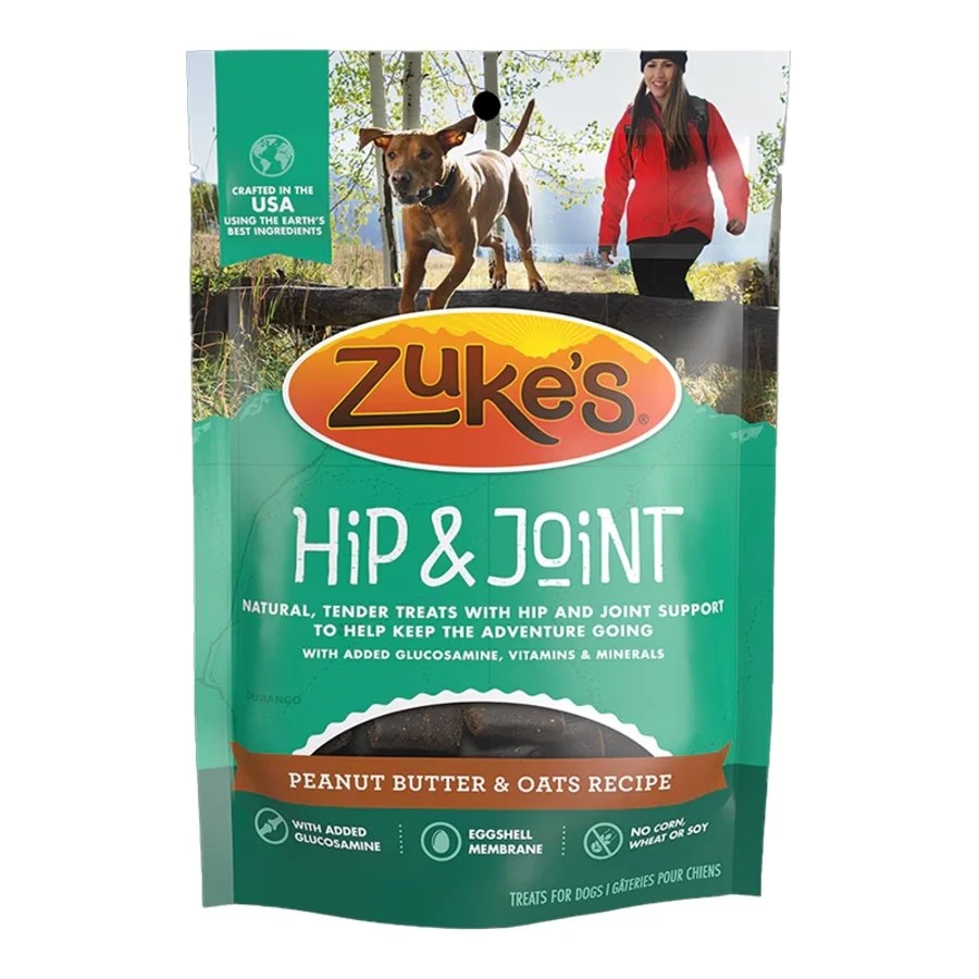 Organic Zuke's Hip Joint Soft Chewy Dog Treats Peanut Butter Oats Recipe 1-lb Elite
