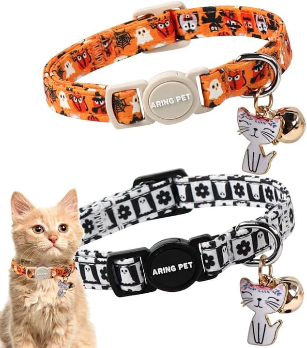 Trusted ARING PET 2 Pack Halloween Cat Collars Breakaway Orange Black White Cotton Comfortable