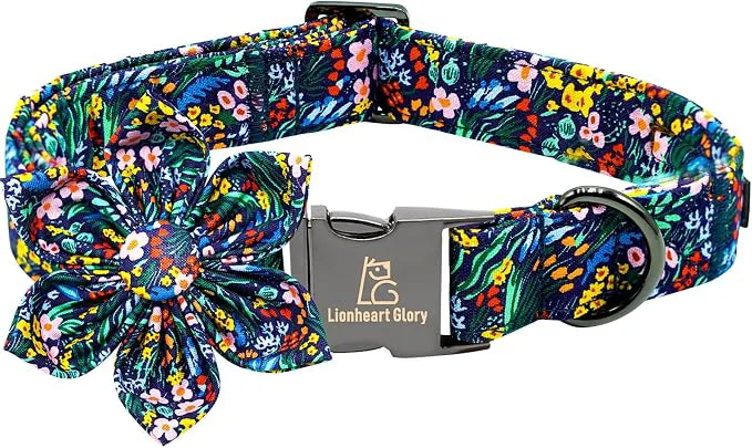 Secure Lionheart Glory Floral Dog Bow Collar Trusted