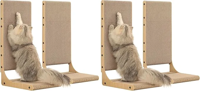 Detailed Zakkart 4-Pack Cat Scratching Board 25.6'' Tall Cardboard L Shape Vertical Cat Refined