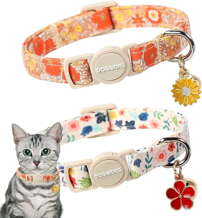 Relaxed 2 Pack Flower Cat Collars Breakaway Versatile