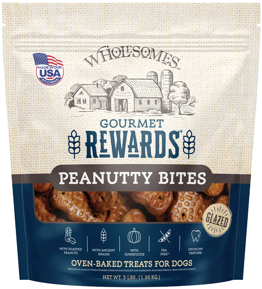 Elite Wholesomes Gourmet Rewards Peanutty Bites Biscuits Oven-Baked Dog Treats Peanut Butter 3-lb Durable