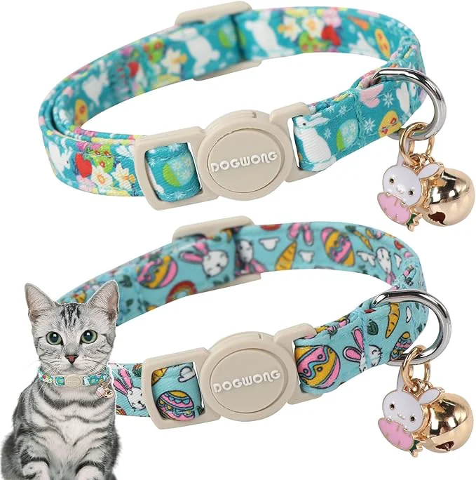 Dependable DOGWONG 2 Pack Easter Day Cat Collars Breakaway Genuine