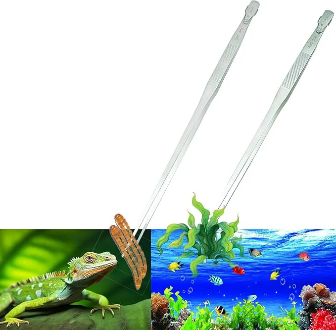 Enhanced 2pcs 18.9 inch Aquarium Tweezers Green