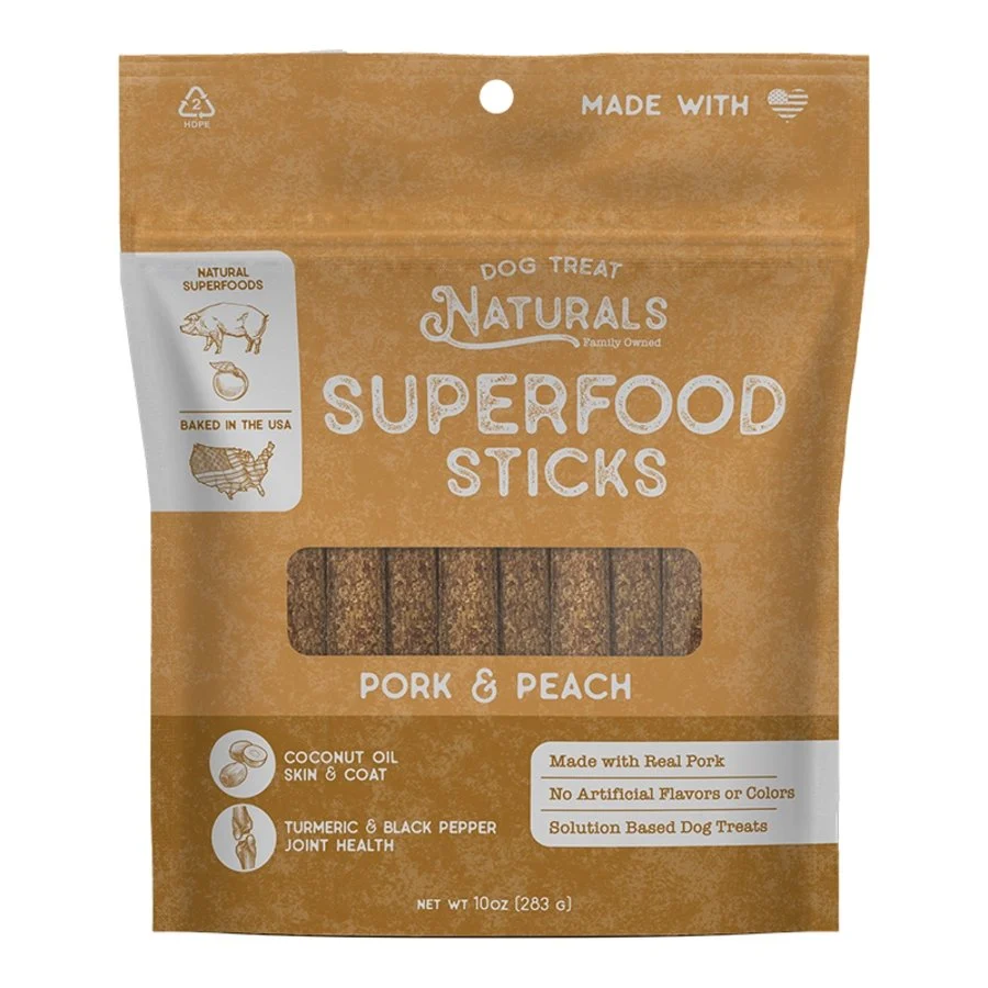 Artisan Dog Treat Naturals Superfood Sticks Dog Treats Pork Peach 10-oz Modern
