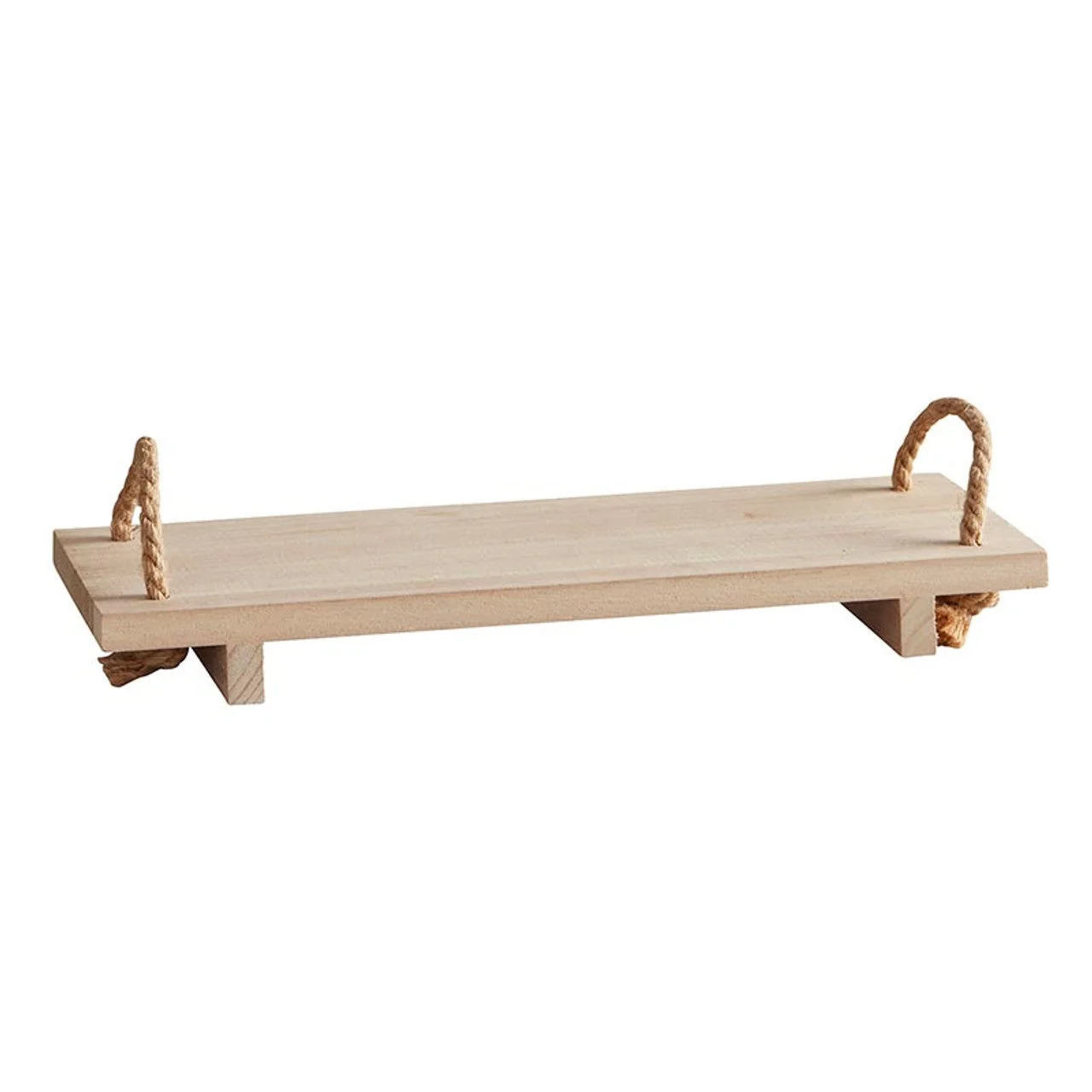 Stylish Wooden Shelf With Rope Handles Display or Organizing Shelf Sits on Table or Mantle 16 x 5.5 Optimized