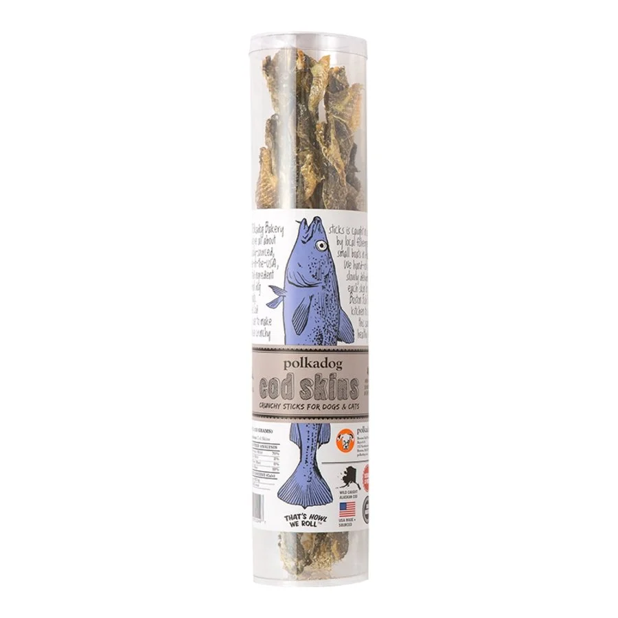 Casual Polkadog Cod Skins Crunchy Dehydrated Dog Cat Treats 4.7-oz Minimalist