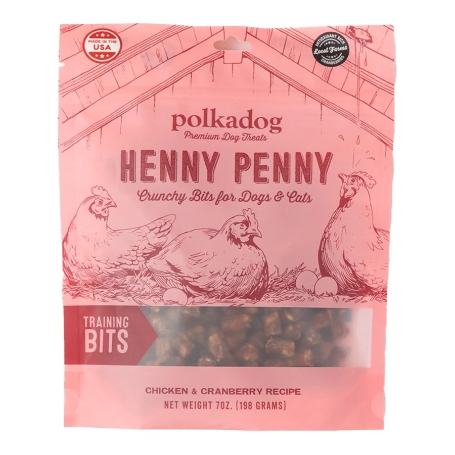 Authentic Polkadog Henny Penny Training Bites Crunchy Dehydrated Dog Cat Treats Chicken Cranberry 7-oz Sustainable