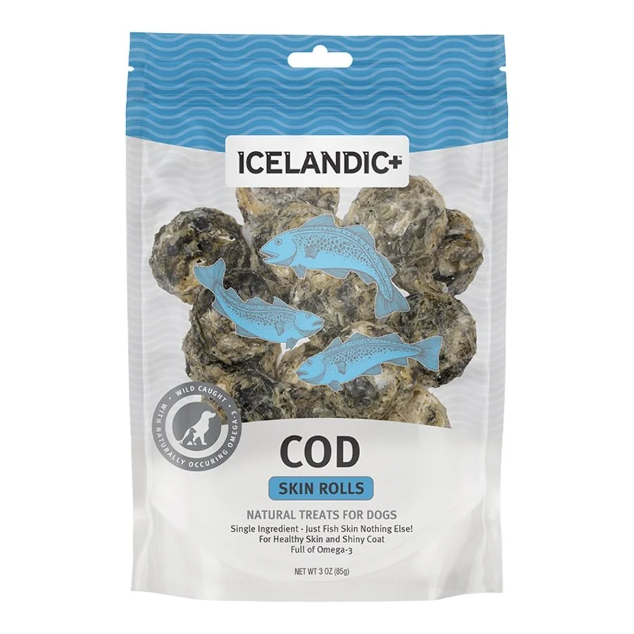 Safe Icelandic Cod Skin Rolls Natural Dog Treats 3-oz Contemporary