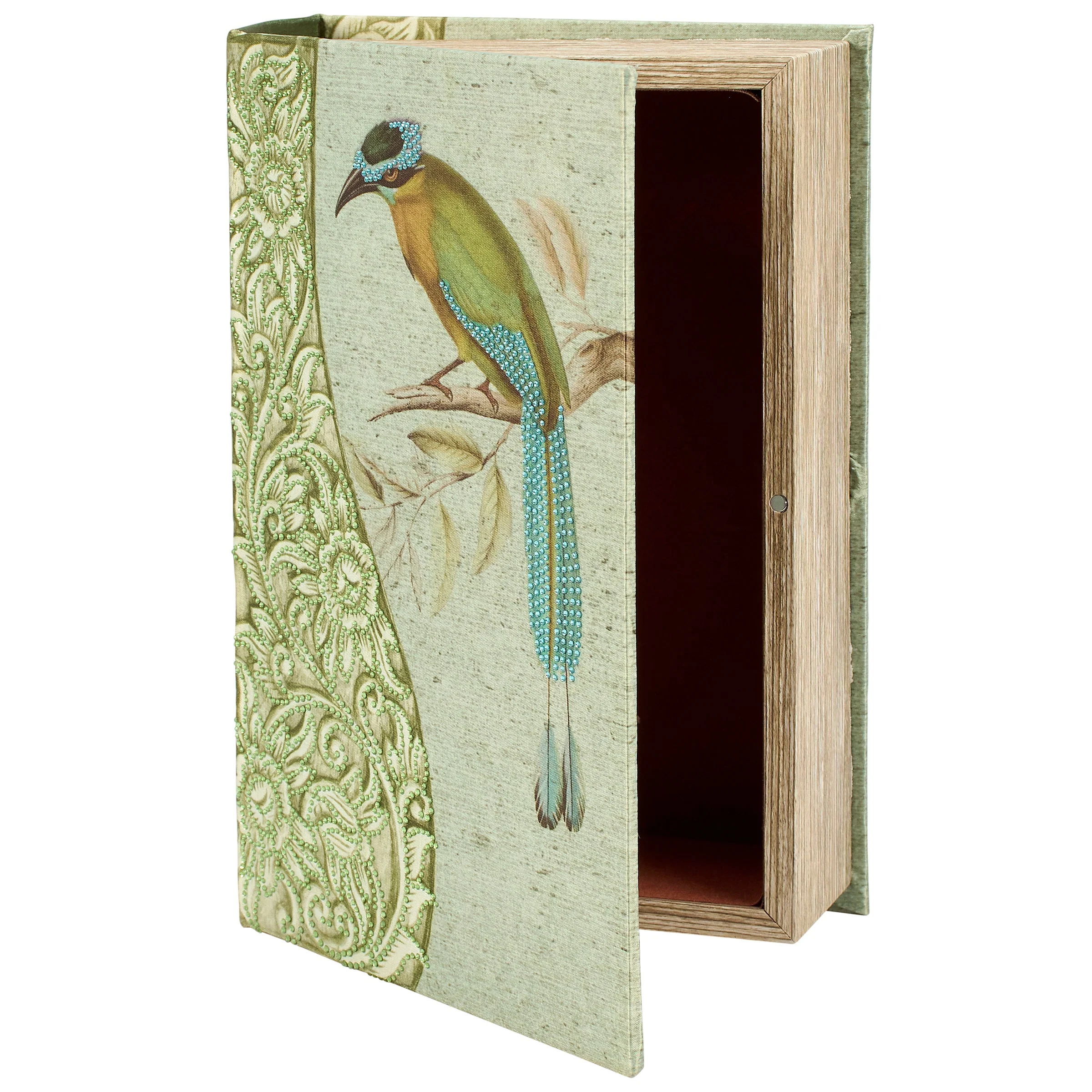 Responsible Rainforest Bird Florals Book Box Vintage Book Shaped Storage Stash Trinket Box Unique