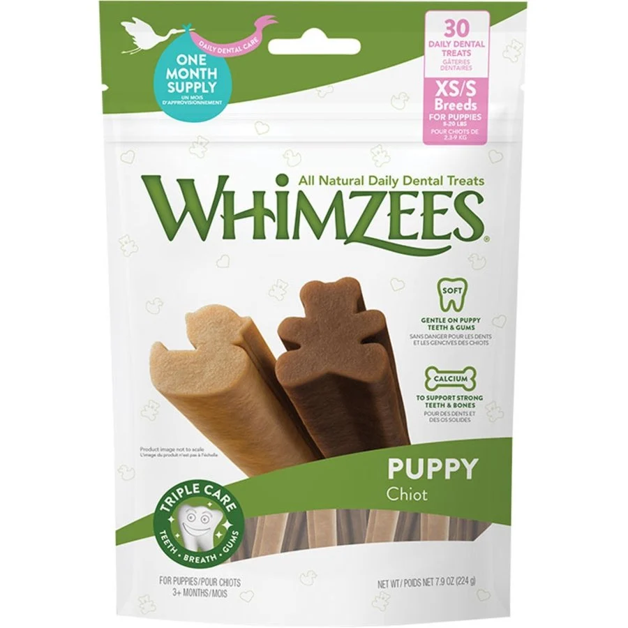 Clean Whimzees Puppy Natural Dental Dog Treats Extra Small Small 30 Count 7.9-oz Artisan
