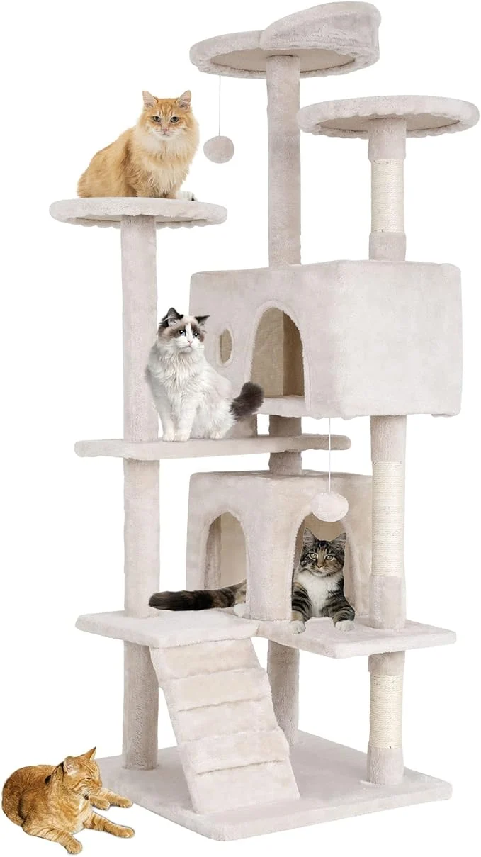 Crafted Pet 54 Cat Tree Tower Beige Sturdy Hanging Cat Toys Observation High-Grade