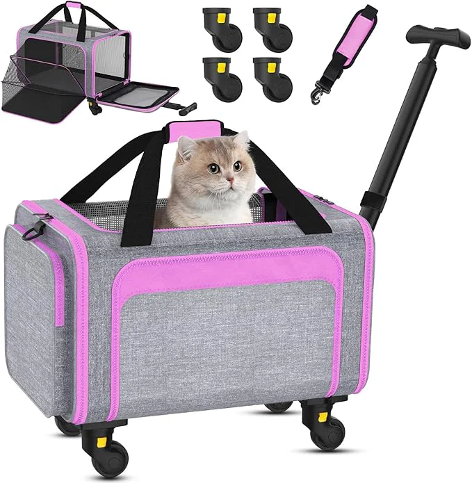 Exclusive Rolling Pet Carrier with Detachable Wheels User-Friendly