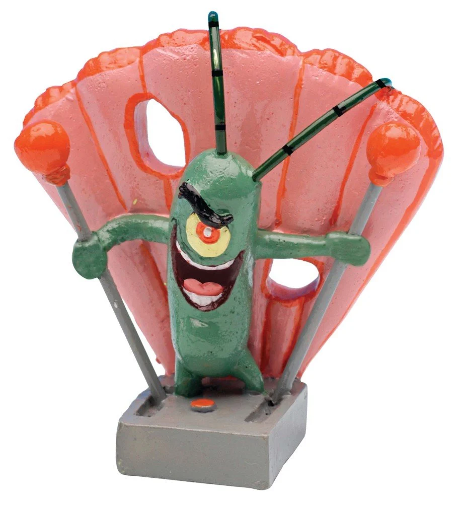 Smart Penn-Plax SpongeBob SquarePants Plankton Aquarium Ornament Green Pink Grey Mini 2-in Certified