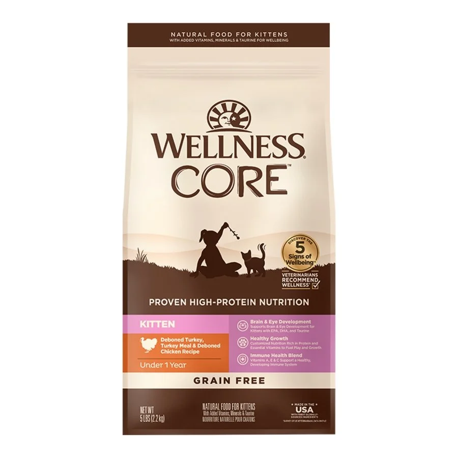 Carefully Designed Wellness CORE Grain- Kitten Dry Cat Food Deboned Turkey Turkey Meal Deboned Chicken Recipe 5-lb Efficient