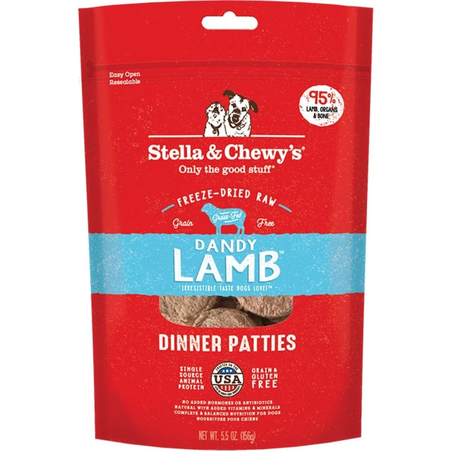 Artisan Stella Chewy's ze-Dried Raw Dinner Patties Dog Food Dandy Lamb 5.5-oz Responsible