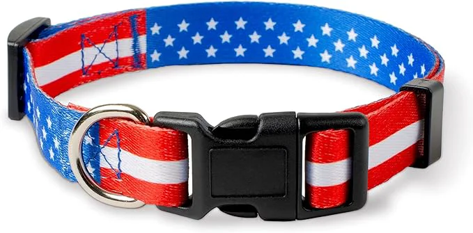 Certified Native Pup American Flag Dog Collar- Red White and Blue- Patriotic Collars Reliable