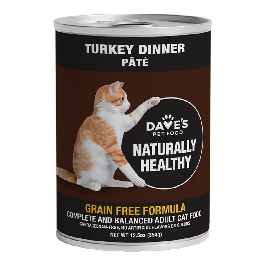 Certified Dave's Pet Food Naturally Healthy Grain Wet Adult Cat Food Turkey Dinner Paté 12.5-oz High-End