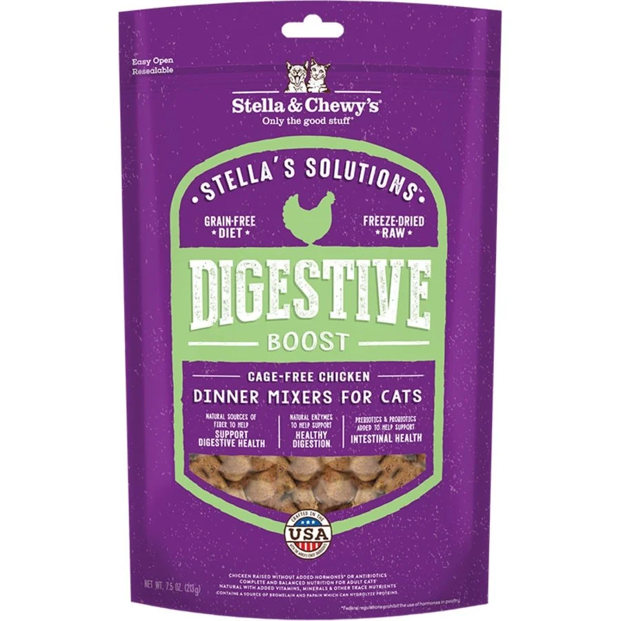 Smooth Stella Chewy's Stella's Solutions ze-Dried Raw Digestive Support Cat Food Cage- Chicken Recipe 7.5-oz Classic