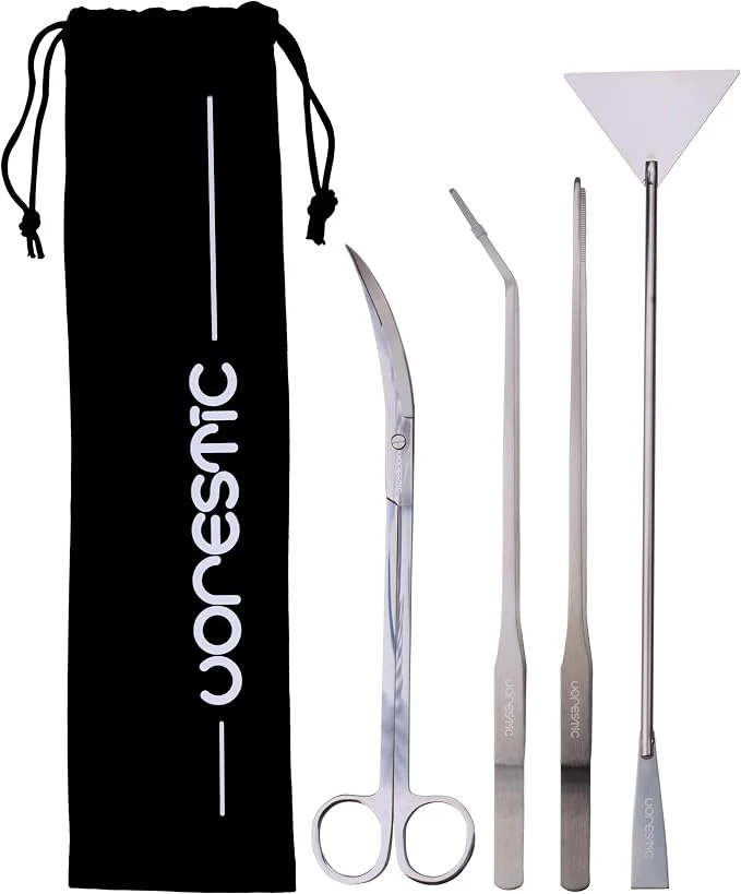 Fashionable VORESTIC 4Pcs Aquascaping Tools Stainless Steel Aquarium Tweezers Scissors Efficient